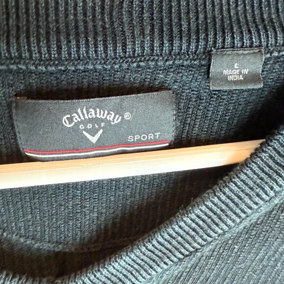 Vintage Callaway Sweatshirt Men Large Black Golf Sport Crewneck Pullover Sweater - Picture 3 of 3